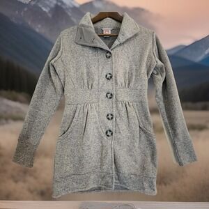 Avalanche Coat Womens Small Gray Fleece Button Front Pockets Mid Length